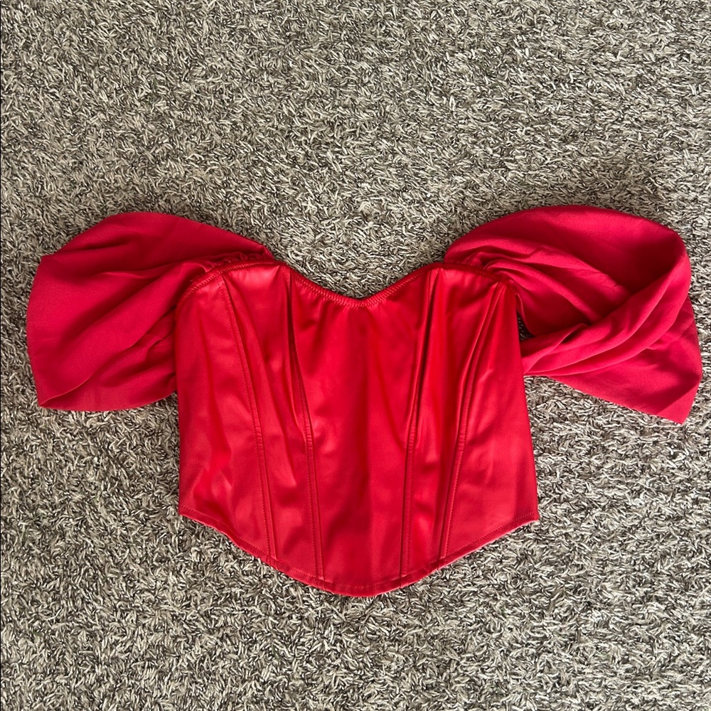 Red Off-Shoulder Corset Top
